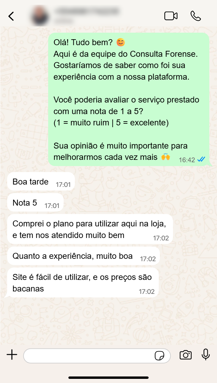 Avaliação de cliente