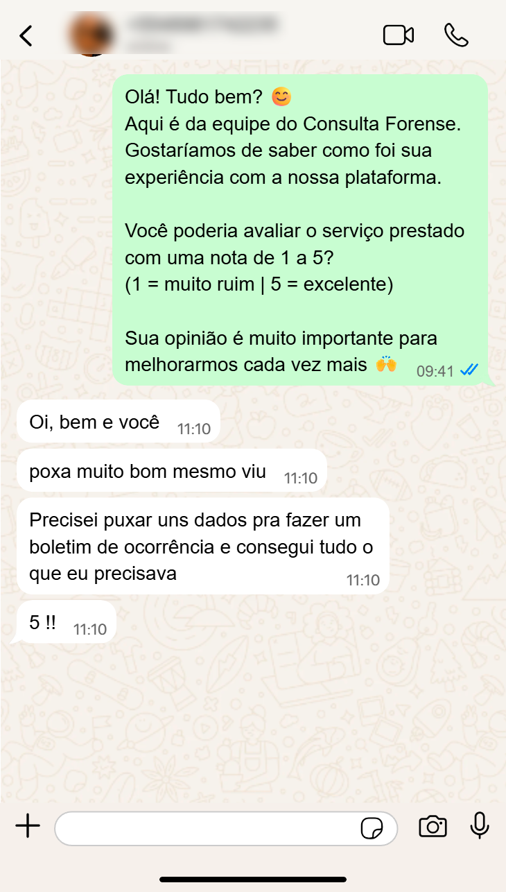 Avaliação de cliente
