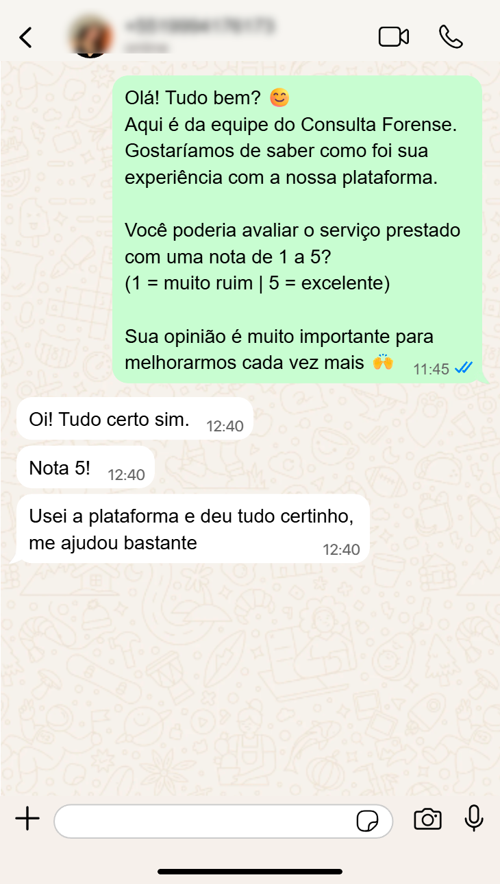 Avaliação de cliente